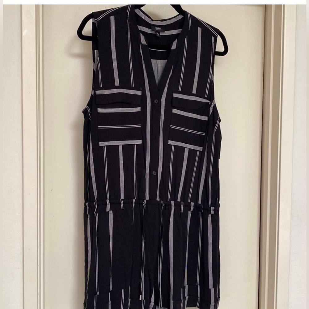 Black and white tie waist and button up top mossimo romper size small